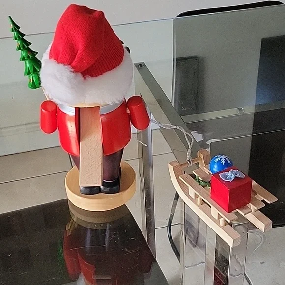 STEINBACH Chubby Festive Wooden Santa Nutcracker with Christmas Tree and Sled